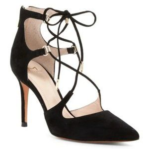Marc Fisher Toni Lace-Up Pointy Toe Black Suede Pump size 7.5